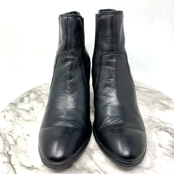 Anne Klein Bunty Black Leather Chelsea Boots 8.5 Classic Preppy Academia Neutral - Picture 4 of 14